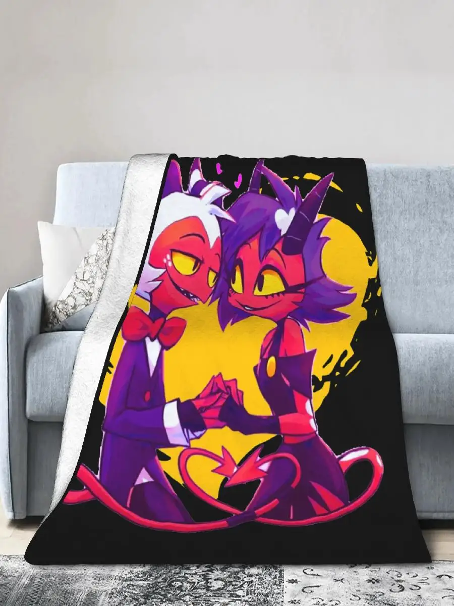 Millie Moxxie Fleece Throw Blankets Helluva Boss Anime Blankets for Bed Couch Lightweight Bed Rug