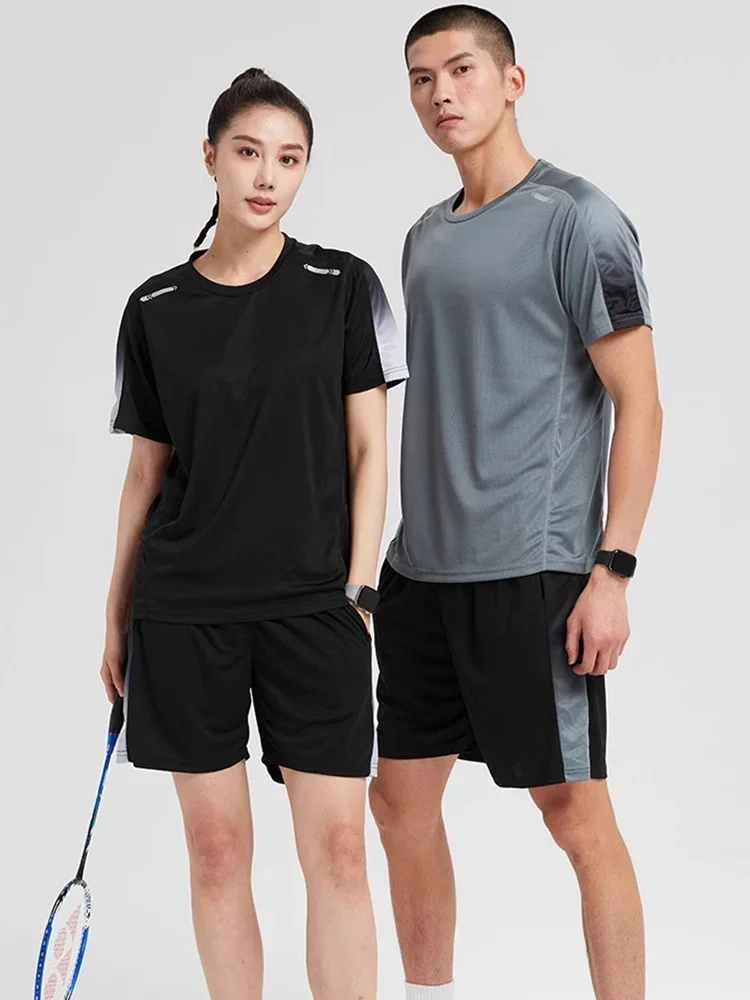 Costumes de sport à séchage rapide pour hommes, ensemble de course, gym, fitness, vêtements d'entraînement, football, badminton, été, 2024