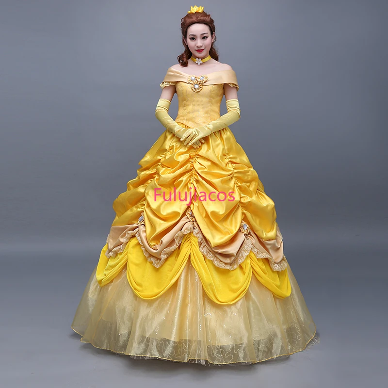 

Fulujiacos Custom Made Adult Costumes Luxurious Princess Belle Dress Cosplay