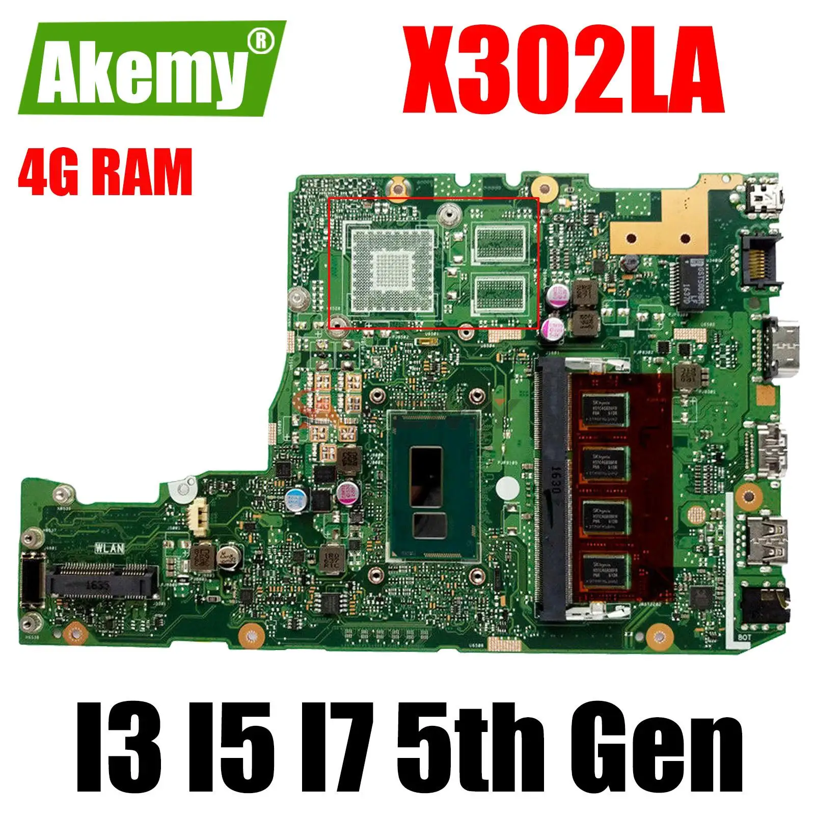 

X302L Notebook Mainboard For ASUS X302LA X302LA-LJ X302LJ Laptop Motherboard W/I3-5005U I5-5200U I7-5500U 4GB-RAM