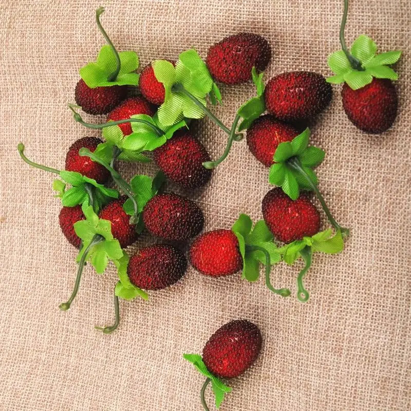 15pcs Artificial Fruits Strawberry Fake Fruit Wedding Home Decoration  Gift Craft DIY Decorative flowers