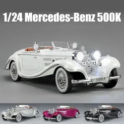 1:24 Mercedes-Benz 500K 1936 Classic Car Alloy Car Model Sound and Light Pull Back Children's Toy Collectibles Birthday gift