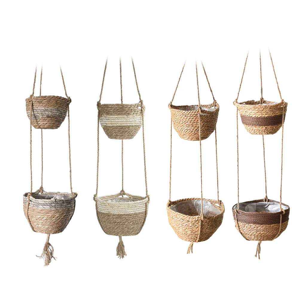 Hanging Planter Basket Woven Plant Flower Pot Hanger for Garden Patio