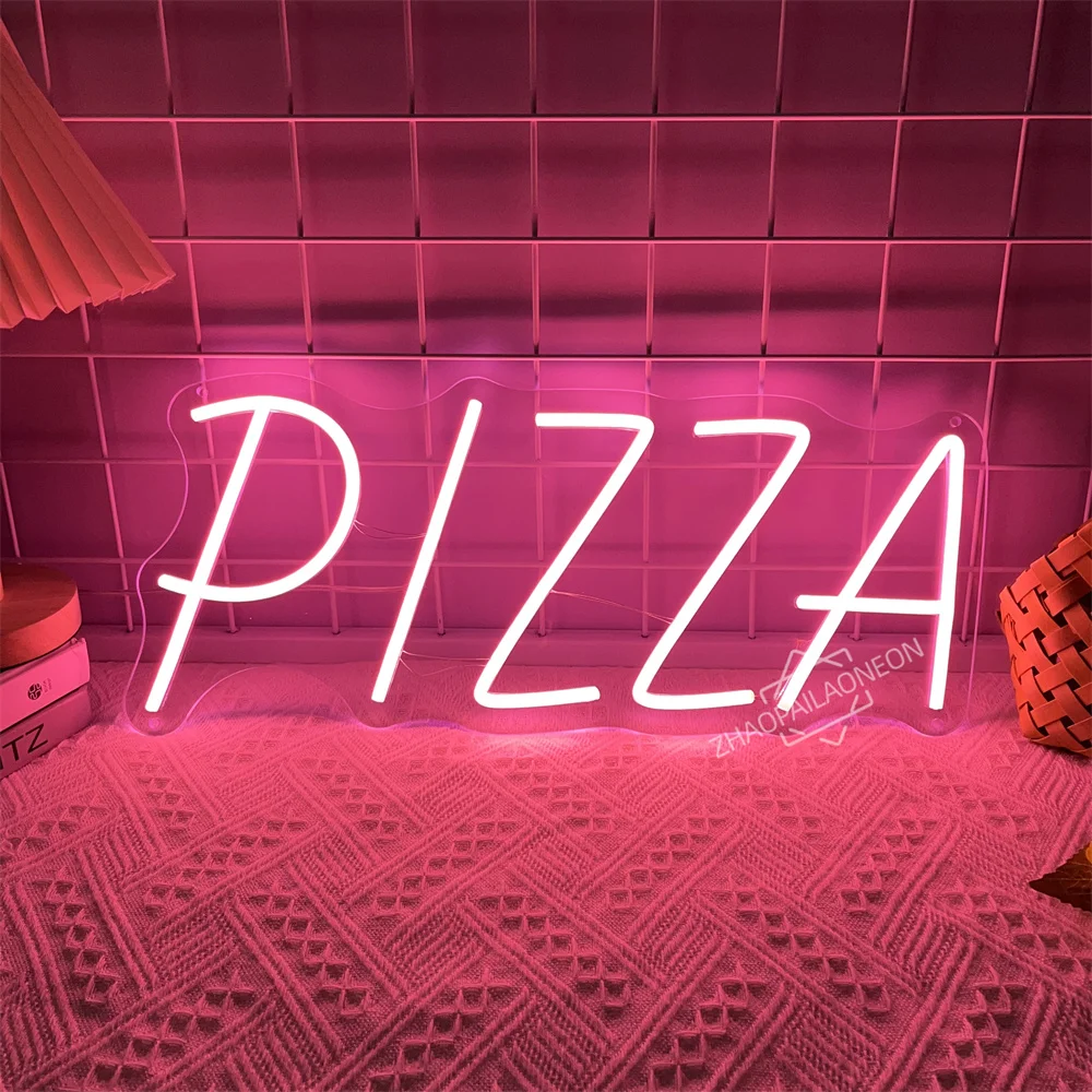 Pizza Neon Sign As Restaurant Wall Decorations USB-powered Pizza-shaped Neon Lights Bar Decorations Window Displays, Party Decor - view 2