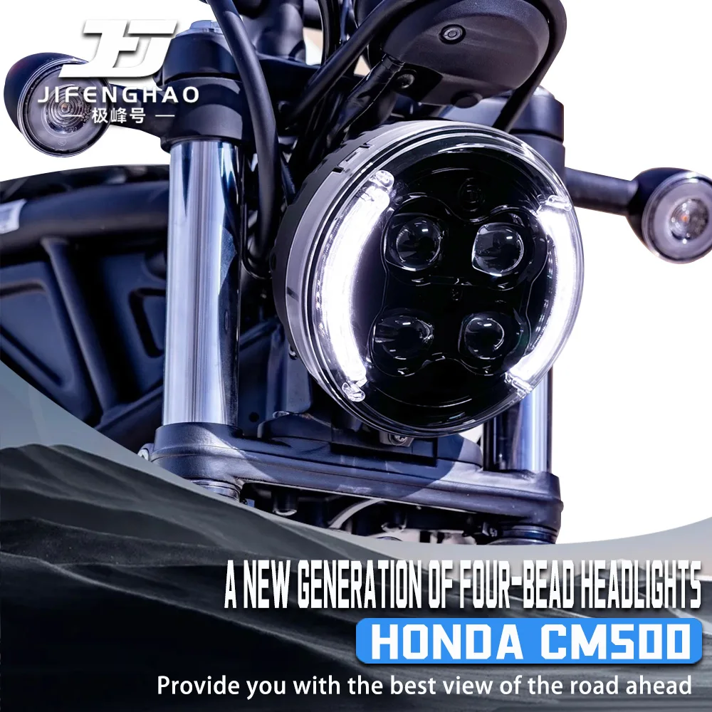

7 Inch Motorcycle LED For Motorcycle HONDA CM300/CM500 Headlight Assembly Matrix LED DRL Lens Steering Assist Headlight H4