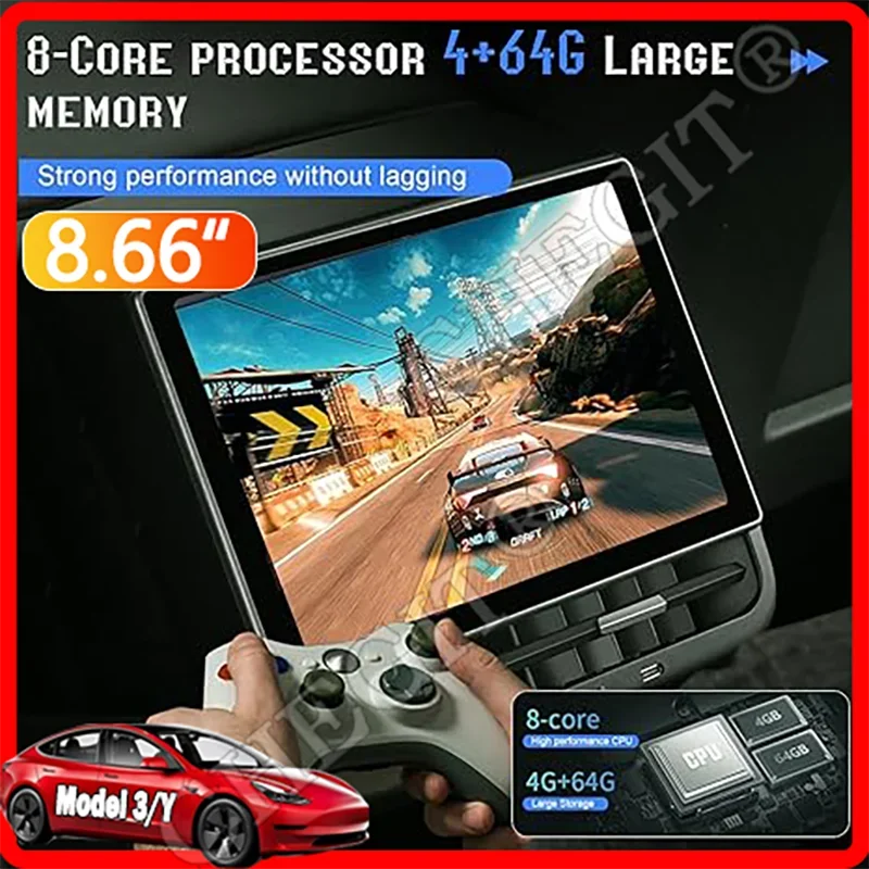 

NEW 8.66” For Tesla Model 3/Y Rear Entertainment & Climate Control WIFI Display Android 13.0 Tesla Model Y 2025 Car Accessories