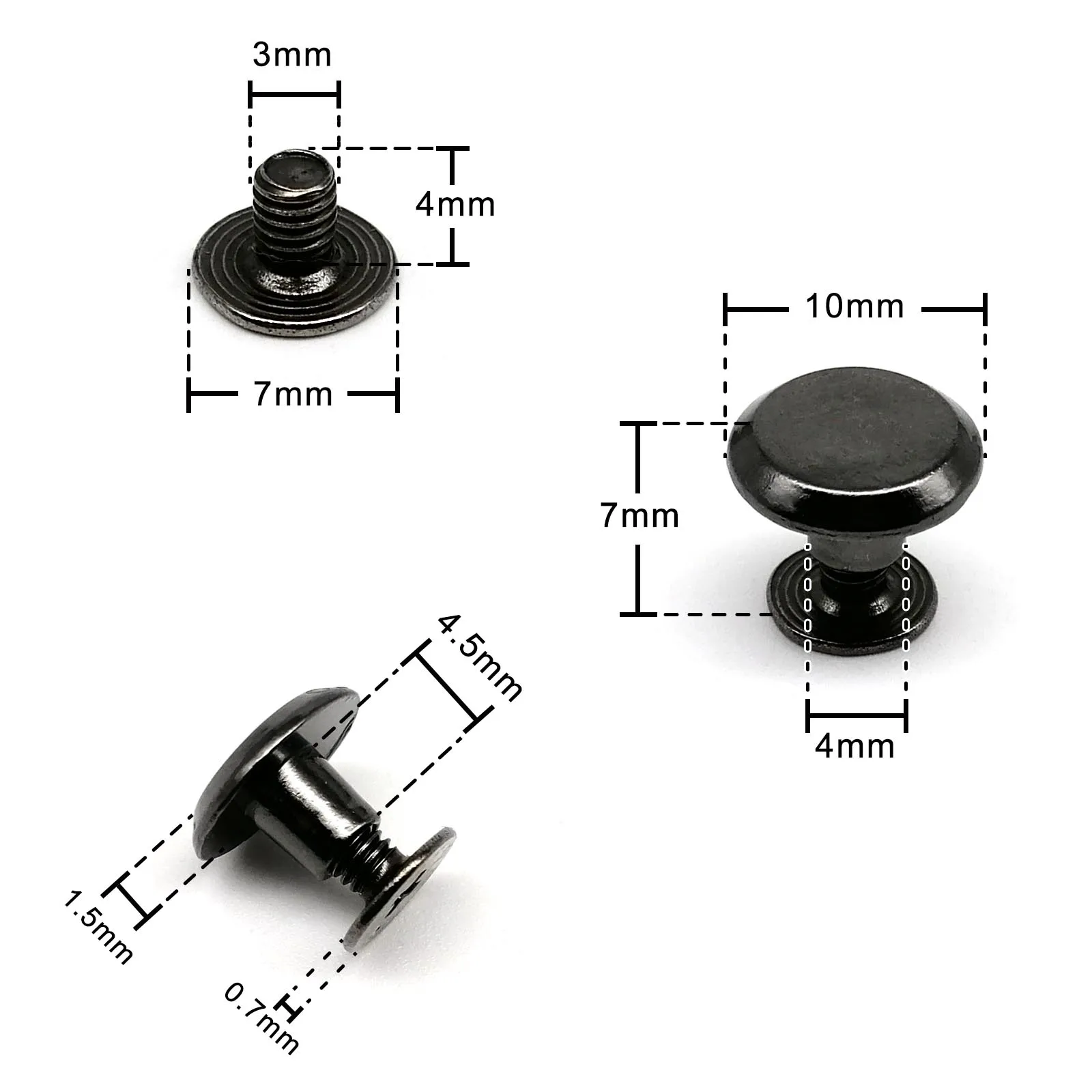 HZYUEGOU 10X Rundkopf 10mm Schraubniete Chicago-Schraubniete für Leder-Umhängetaschen, Rucksäcke, Gürtel, Riemen, Geldbörsen – Detail 2