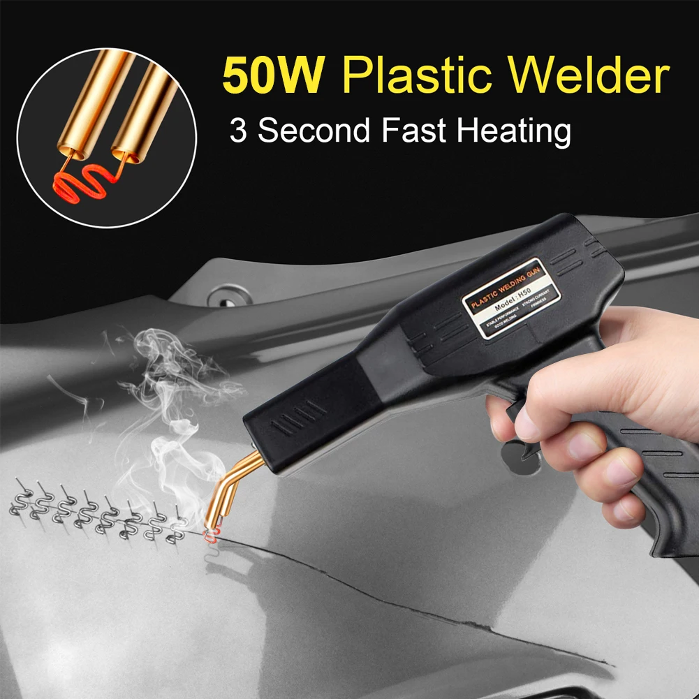 50W Heat Gun Plastic Welding Machine Soldering Iron With Staplers Car Bumper Repair Tool Kit Hot Stapler Plastic Welder