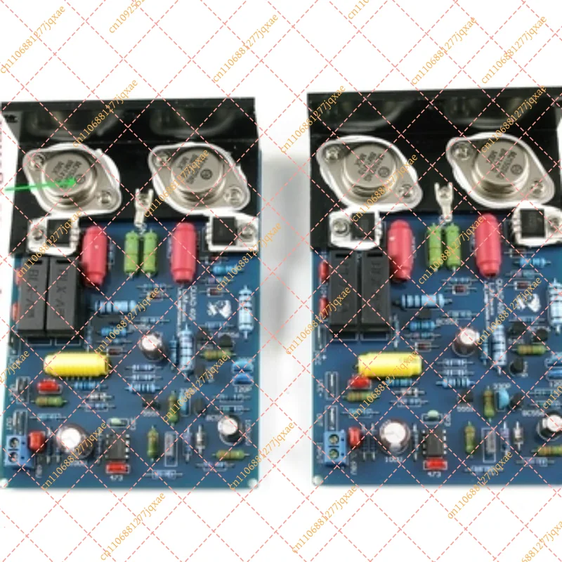 Dual Channel Power Amplifier Board with Angled Aluminum Heatsink, Compatible with MJ15024 Transistors