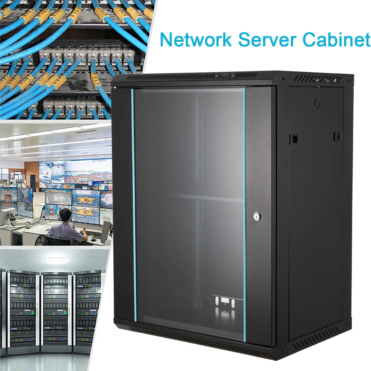 خزانة شبكة 15U، خزانة صغيرة مثبتة على الحائط، مضخم الخادم السميك