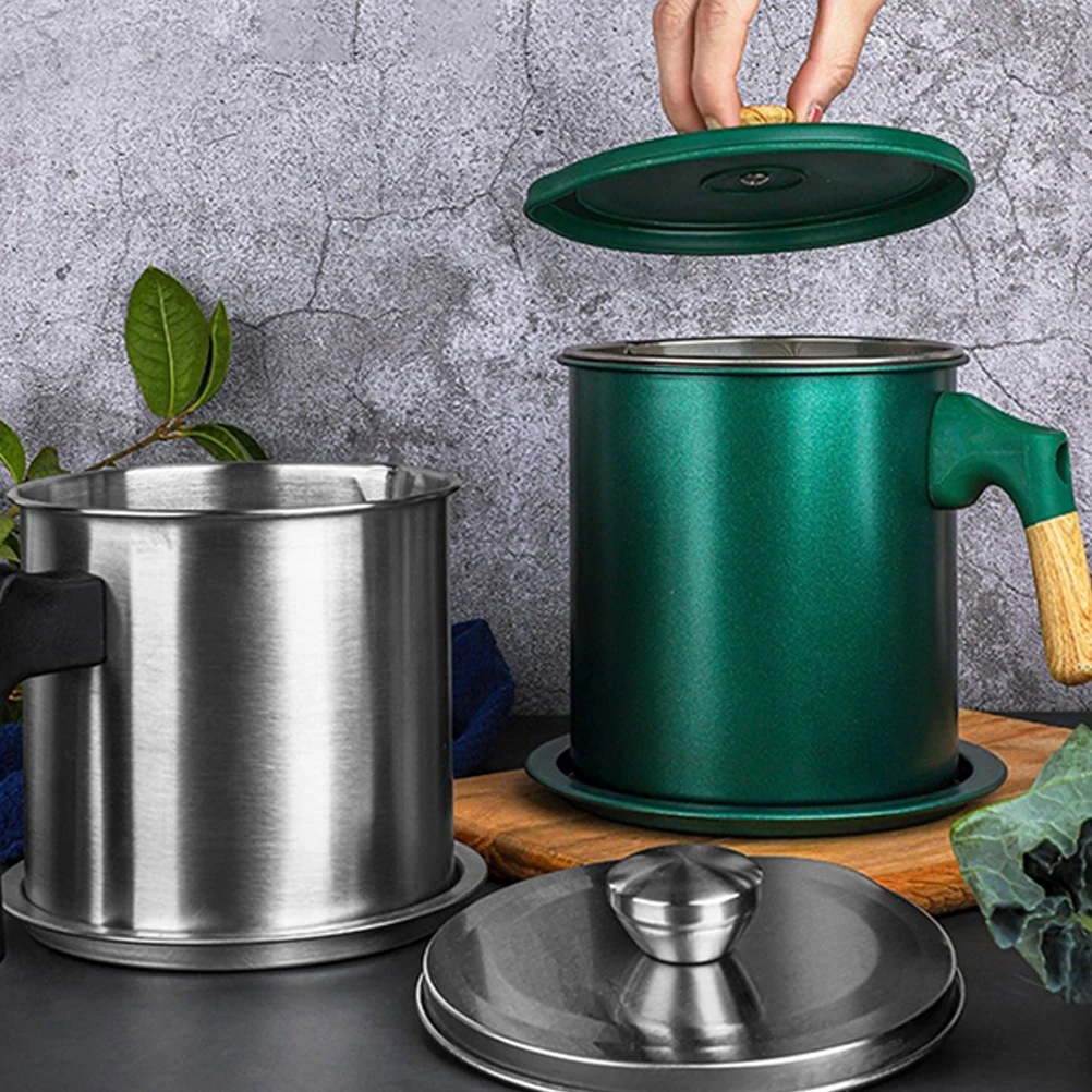 

Oil Filter Container Kitchen Grease Can Strainer Pot Stainless Steel Oil Strainer Precision Filter Screen Storage Solution