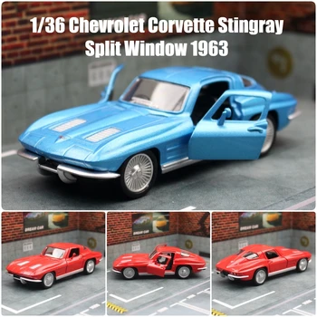 1/36 Chevrolet Corvette Stingray 1963 מודל רכב צעצוע לילדים RMZ CiTY Diecast Miniature Pull Back Collection מתנה ילד בן