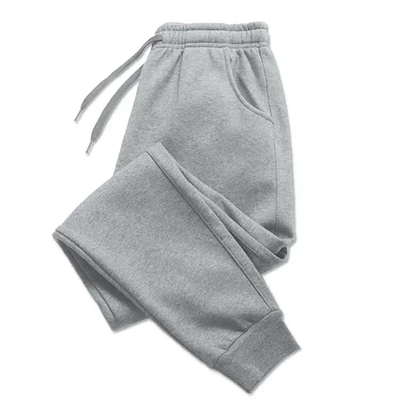 Calças casuais dos homens outono inverno velo sweatpants homens correndo jogger esportes ginásio moda cor sólida treino calças compridas