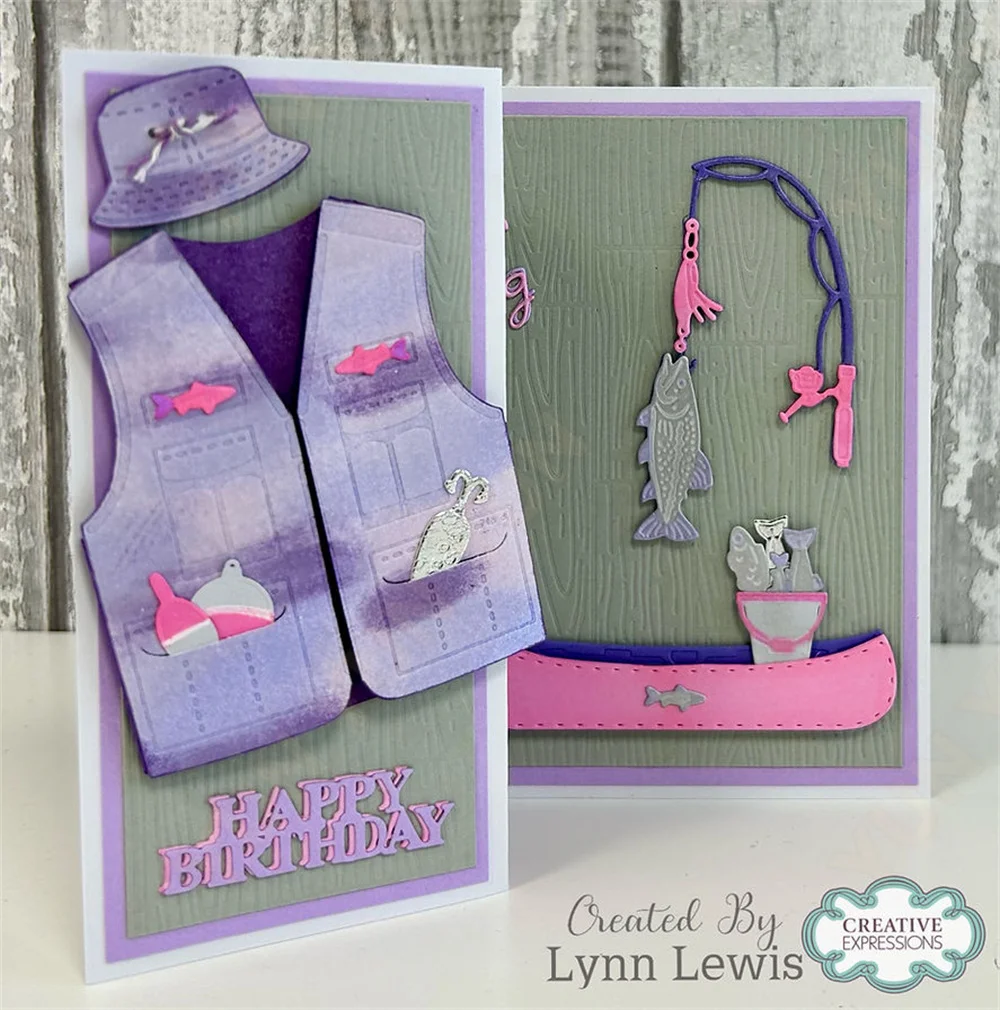 แม่พิมพ์ตัดโลหะรูปปลา Best Fishes Gone Fishing สำหรับงาน DIY ทำสมุดภาพ การ์ด และงานฝีมือ