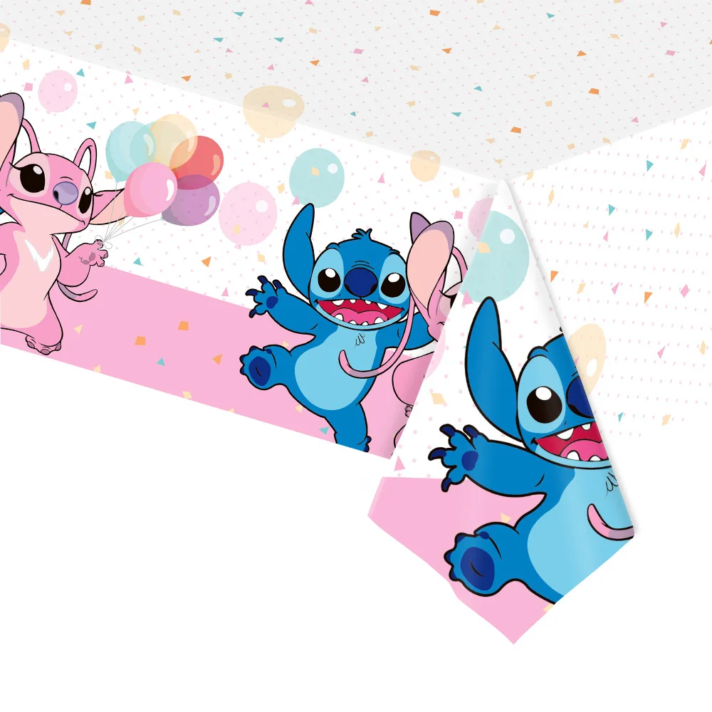 Lilo&Stitch Party Tablecloth Kids Treat Party Supplies Pink  Stitch Angel Tablecloth for Kids Baby Shower Disposable Tablecover