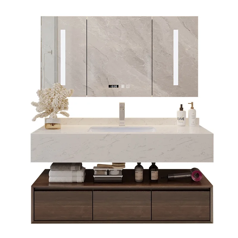 

Light luxury bathroom cabinet combination hotel style marble washbasin washbasin