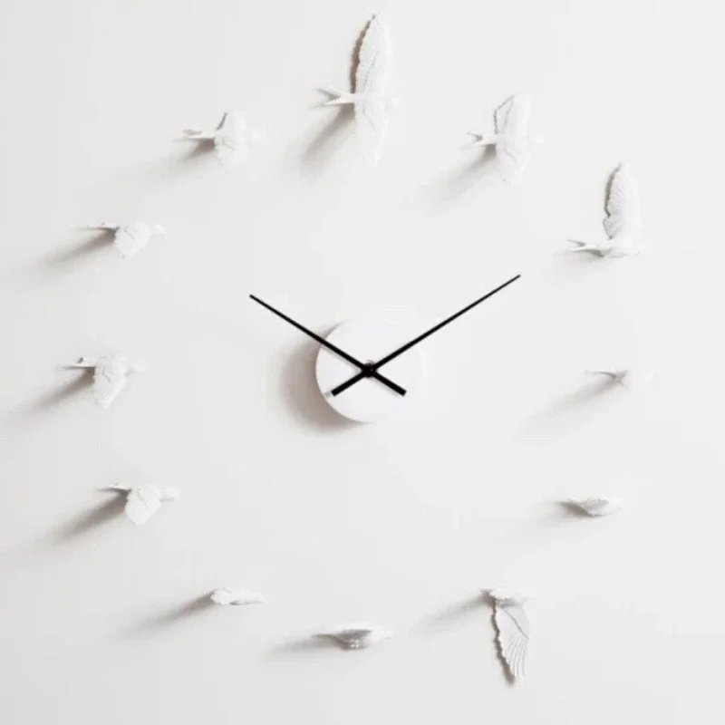 

Swallow Clock Flying Bird Wall White Pendant Creative Living Room and Bedroom Wall Wall Home