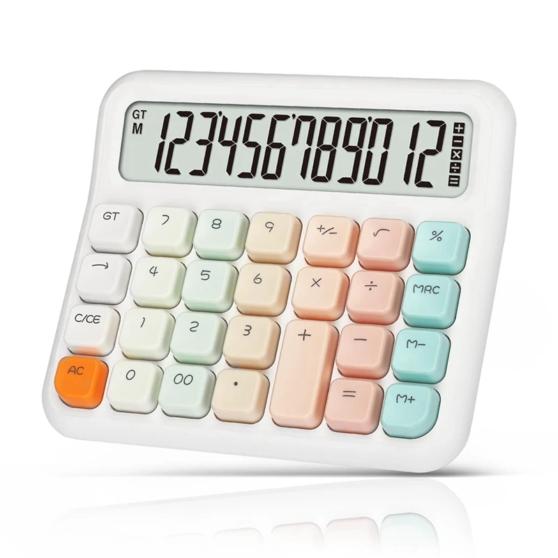Desktop Calculator 12-Digit Display, Cute And Ergonomic Design With Large LCD Screen For Home, School, Office Use