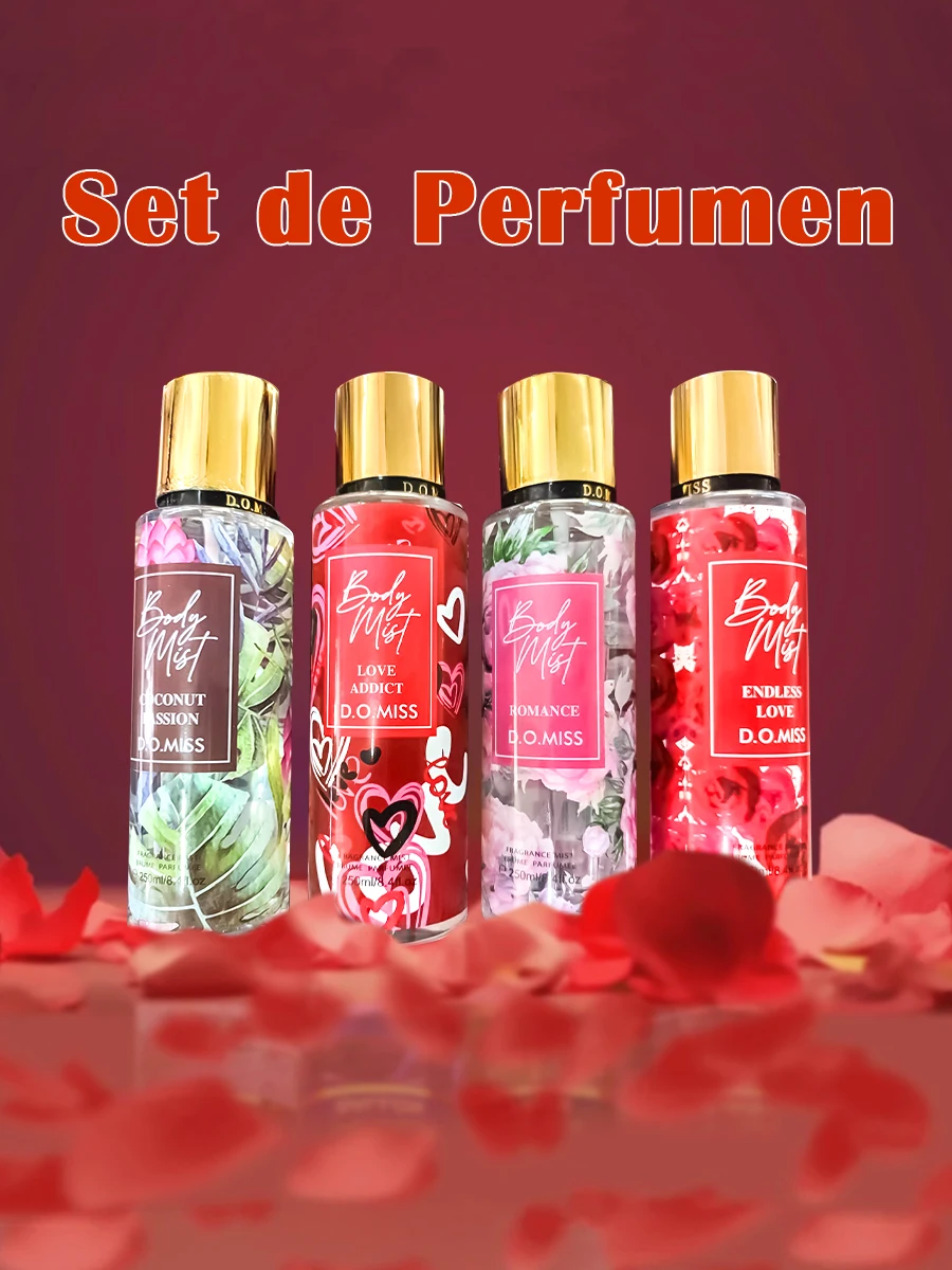 4 Sets Women's perfume Flavor Flower Women's perfume body mist locion Fragrance Long Lasting 250ml Aromatic perfume Fragrance for Clothes