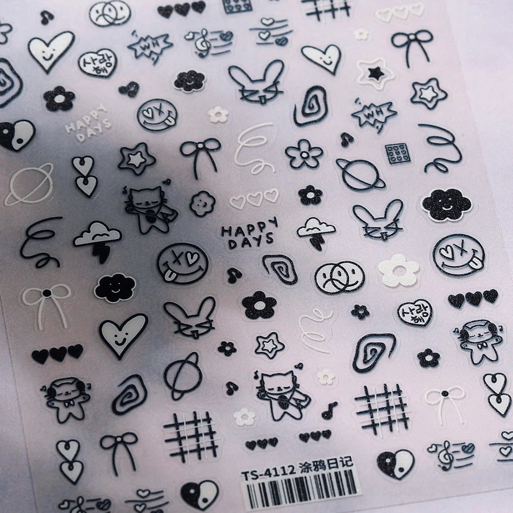 レトロクマちょう結びイチゴフラワーバスケットキャンドル 5D ネイルアートステッカーかわいいヴィンテージ自己粘着装飾マニキュアデカール DIY