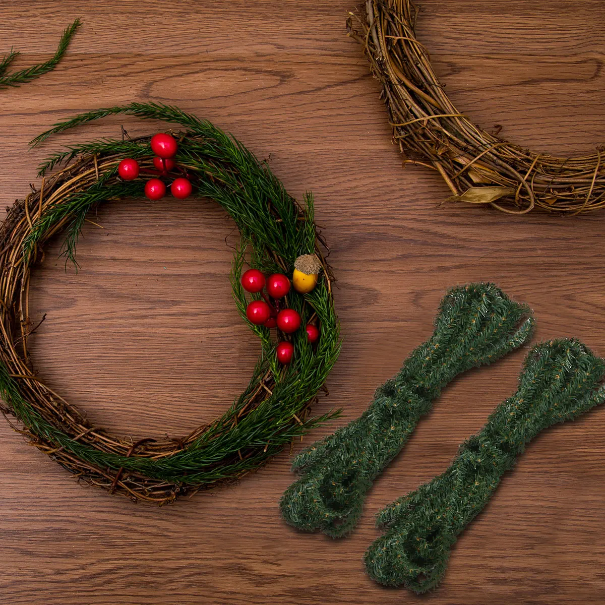 

Wreath Artificial Rattan Christmas Decorations Garland Vines Pvc Pine Realistic