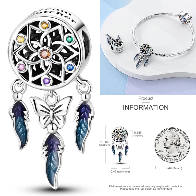 Schmetterlingsanhänger 925 Sterling Silber Rosa Blau Regenbogen Perlenanhänger Passend für Europäische Armbänder DIY Schmuck Geschenk für Frauen und Mädchen 2026 – Detail 32
