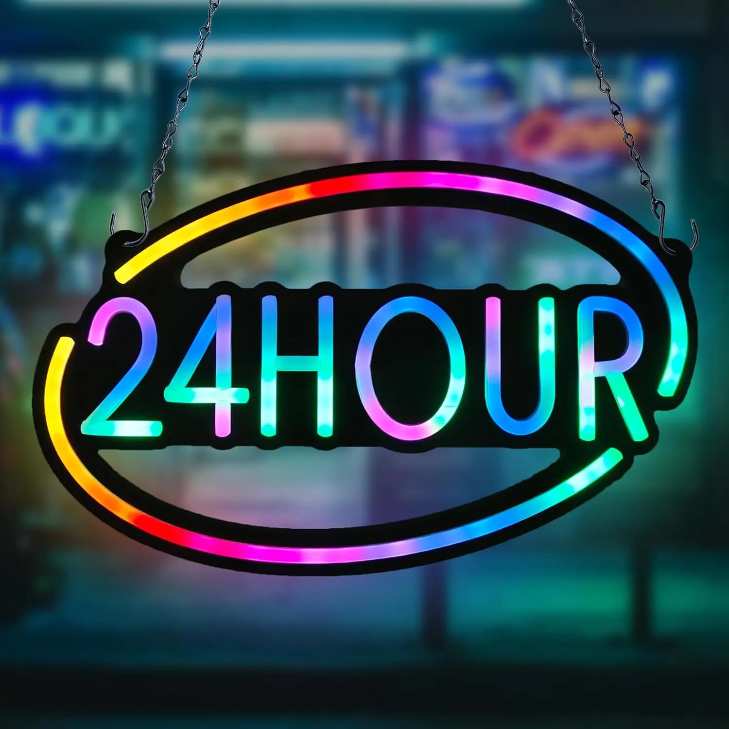 Open Closed Sign LED RGB Window Wall Door Business 24 Hour 16x10 Inch Store Restaurant Bar Salon
