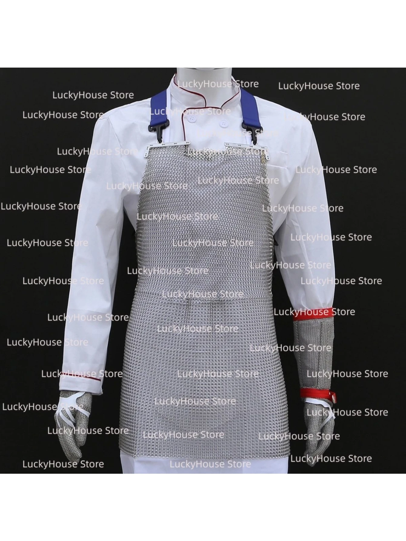 Stainless Steel Full Body Protective Apron, Cut Resistant Chainmail Apron for Meat Cutting, Slaughterhouse, Anti-Cut Metal Apron