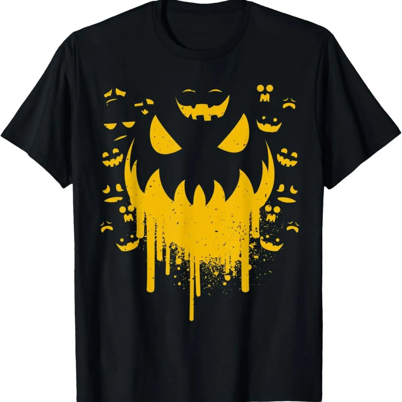 The Latest Men's Pure Cotton T-shirt for 2025 with A Terrifying Pumpkin Face Is Comfortable Suitable for Beach Travel, Parties