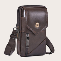 Mens Leather Waist Pack Phone Pouch Small Chest Shoulder Belt Bag Male Casual Business Messenger Crossbody Travel Shoulder Bag