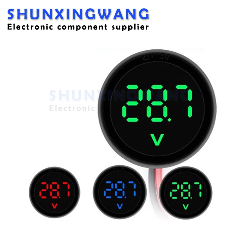 DC 5-100V DC digital voltmeter display LED digital display round two-wire voltmeter reverse connection protection