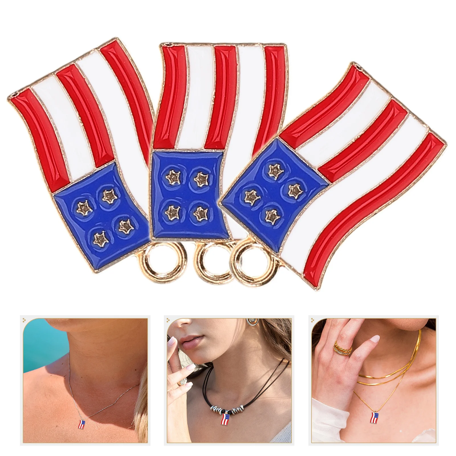 

20Pcs American Flag Charms DIY Jewelry Making Pendants Earrings Keychain Necklace Bracelets Unique Handmade Accessories