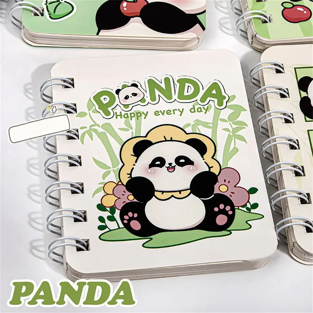 80 Sheets A7 Mini Notebook Creative Panda Pattern Flip Coil Book Cartoon Design Pocket Journal Diary