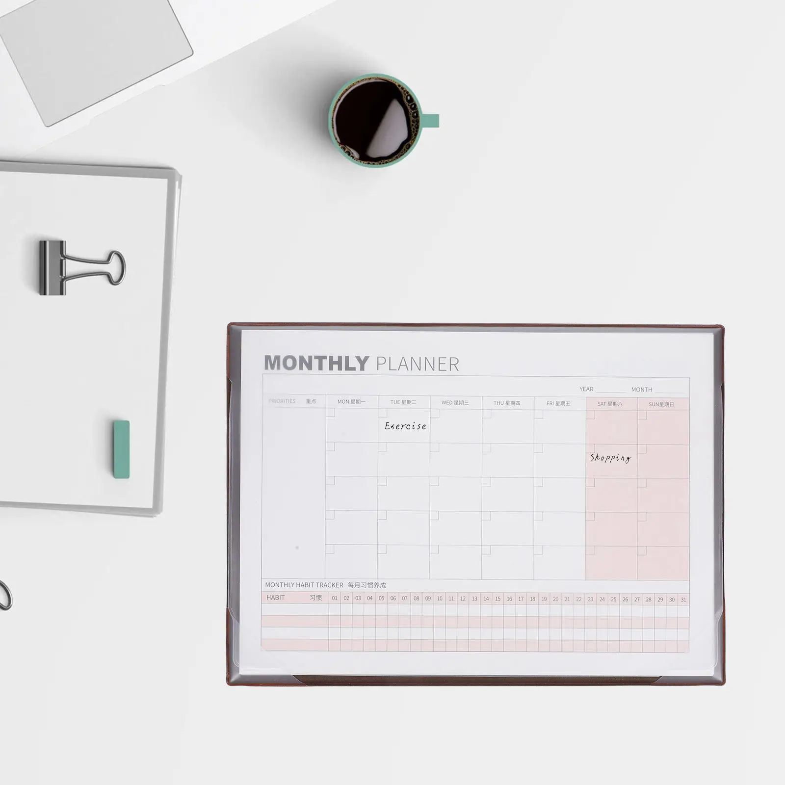 

Desk Blank Calendar Sheet Monthly Planning Notepad Stylish Simple Design for Daily Reminder Event Planning Schedule Management