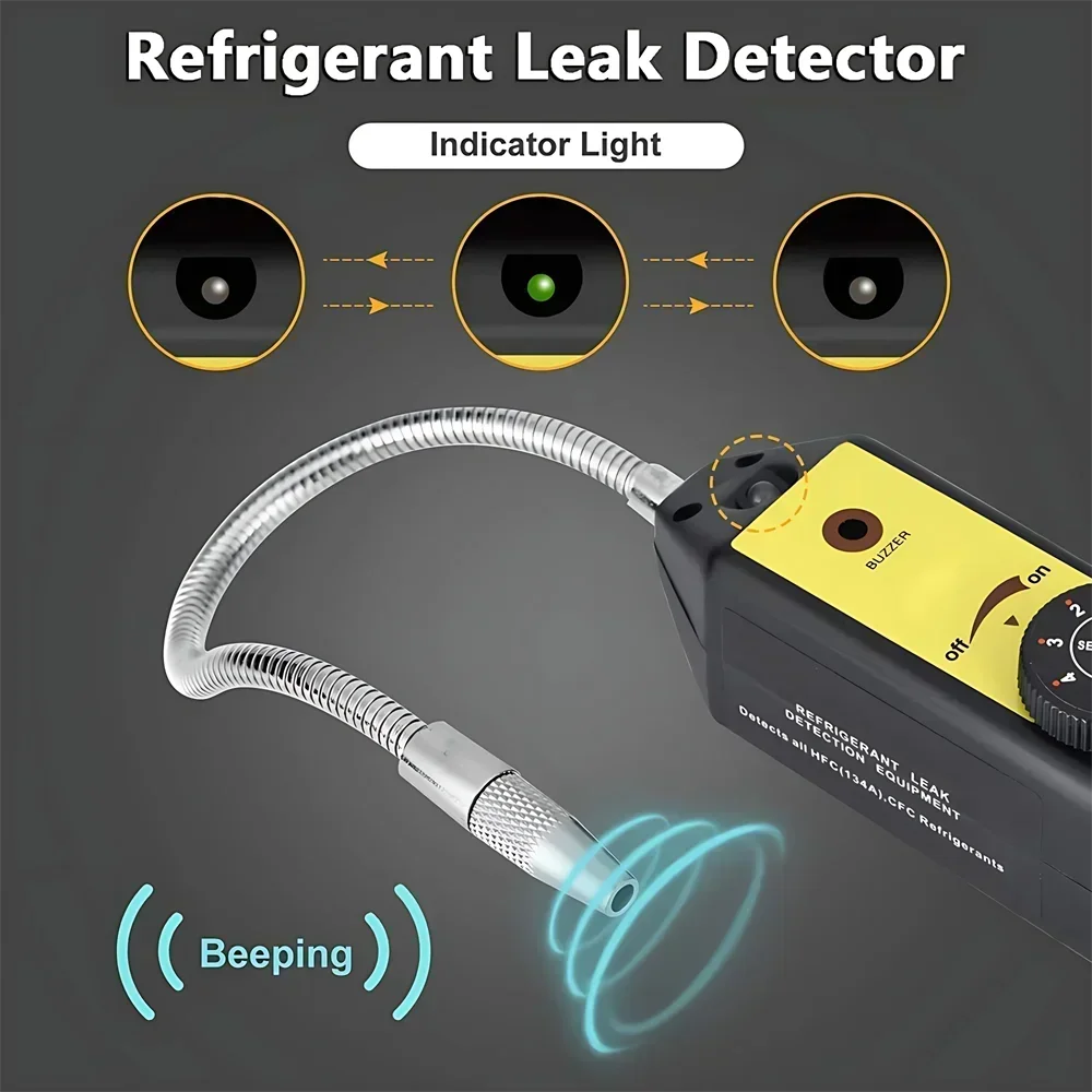 WJL 6000 Freon Leak Detector Halogen Leak Detector Refrigerant Gas HVAC Air Conditioner R22 R410A R134A R1234YF CFCs HCFCs HFCs