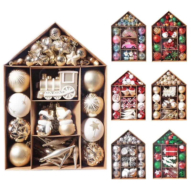 70 Pcs Christmas Ornaments Christmas Ball Set Xmas Tree Hanging Pendants Navidad Noel Decoration Home New Year Gifts 2023