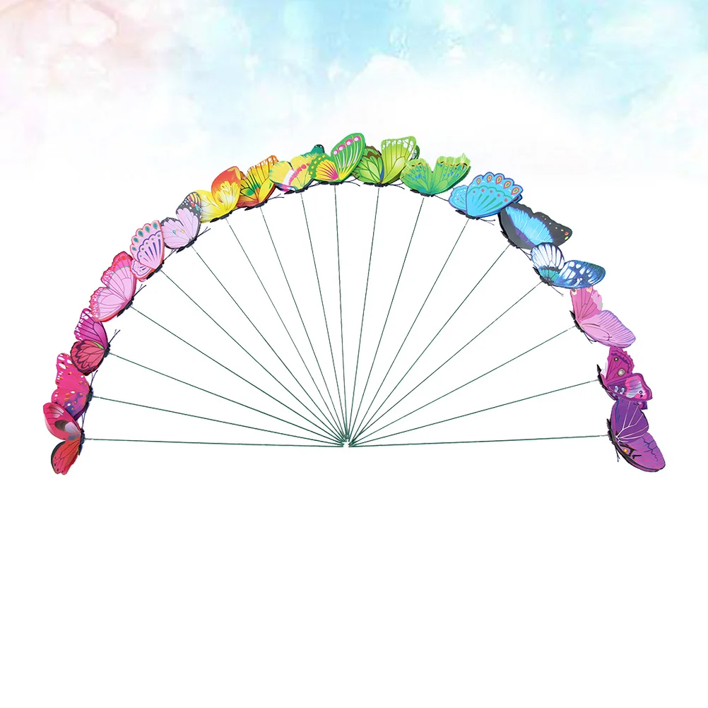 

24Pcs Simulation Butterfly Stakes Artificial Garden Patio Decoration Plant Ornament for Lawn Flowerpot Stick Decor