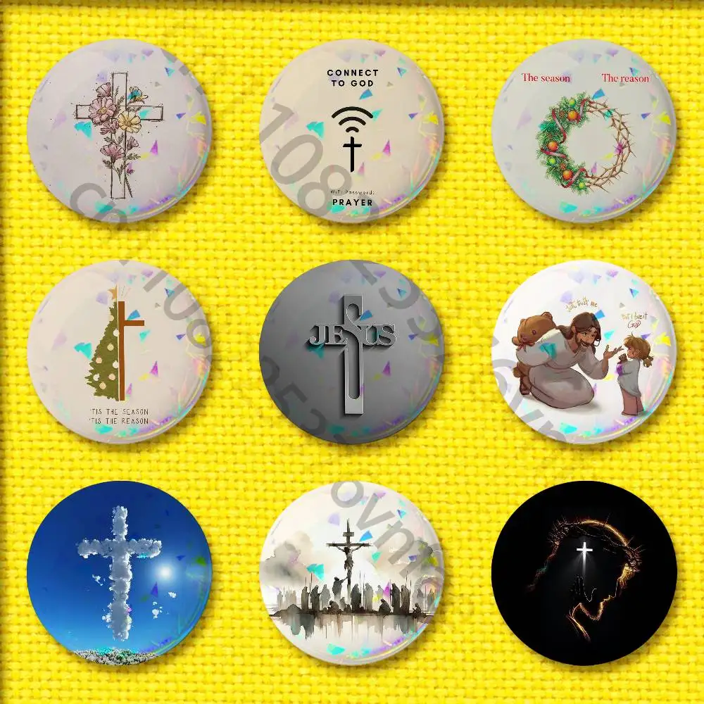 

Christmas Jesus Girl God Cross Badge For 75mm 25mm 44mm 32mm 58mm Round Pin Brooch Insignia Shell Adornment