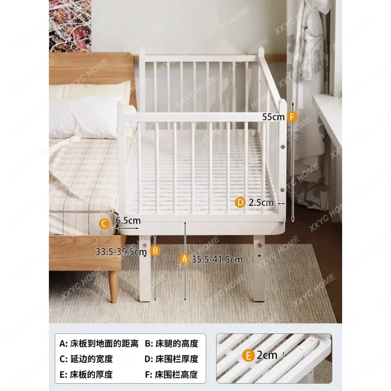 HHWrought Iron Splicing Bed Children's Crib Seamless Splicing Artifact Adjustable Height Wide Bedside Adults Can Sleep