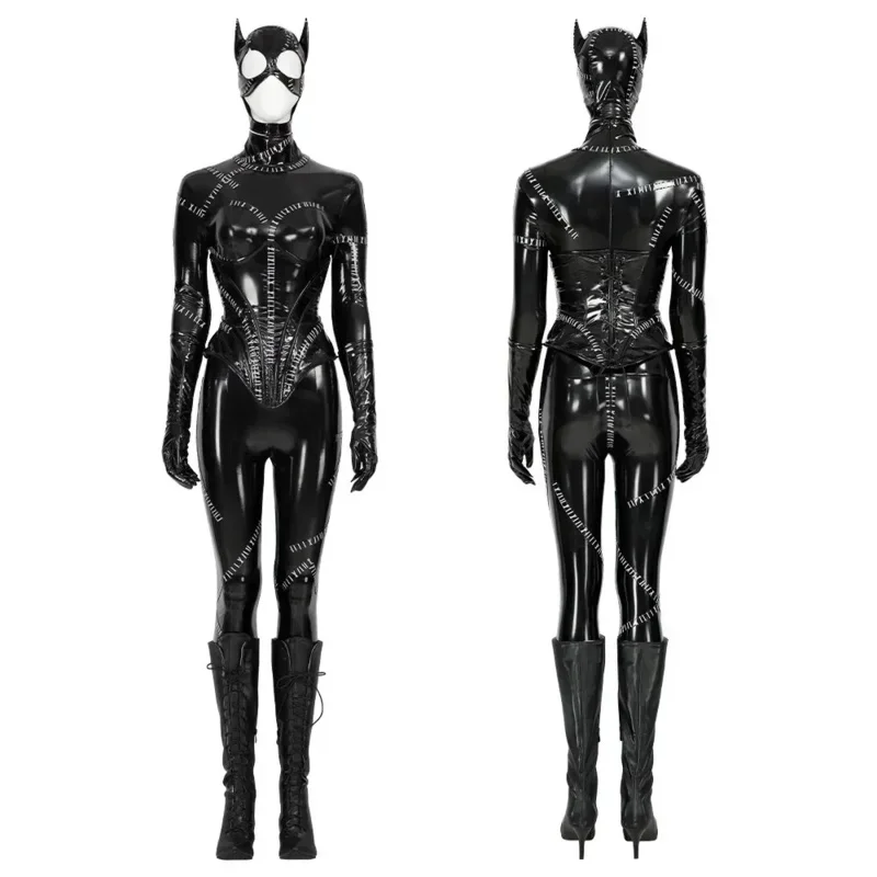 Woman Sexy Black Catsuit body Outsuit Michelle Pfeiffer Cosplay costume Halloween Comic Con Fancy Dress Custom Size