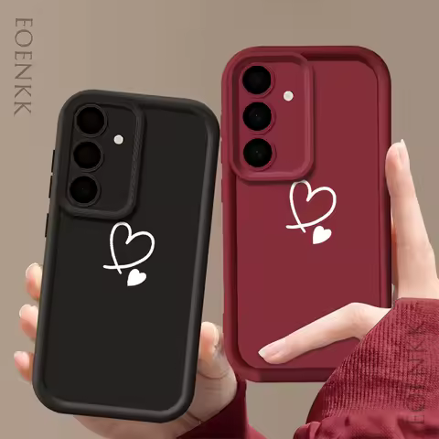 Simple Sketch Love Pattern Soft Phone Case For Samsung Galaxy S25 S22 S21 S23 S20 S24 Ultra FE A35 15 A25 A55 Note 20 Plus Cover
