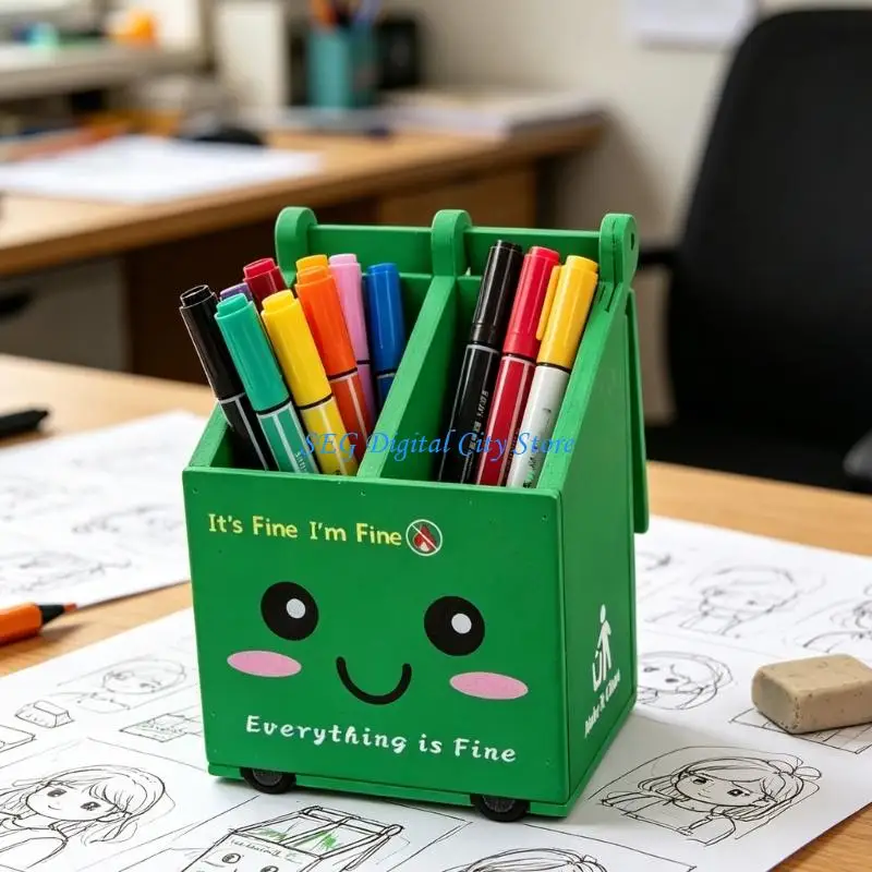 U75B Original Pencil Case With Joyful Art And Inspiring Message For Work Zone