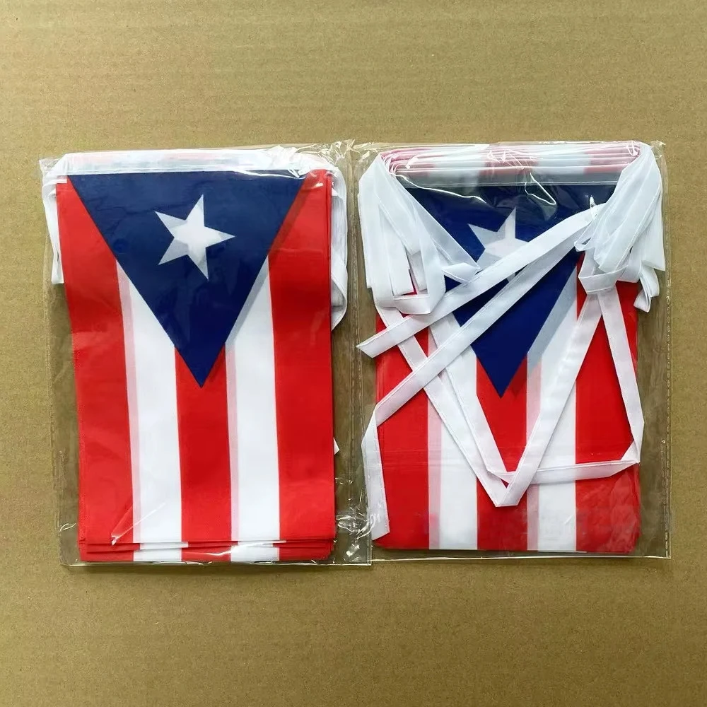 Aerlxemrbrae  5.5M  14x21cm 20pcs/lot  Puerto Rico bunting flag for Festival Party Holiday string banner decoration
