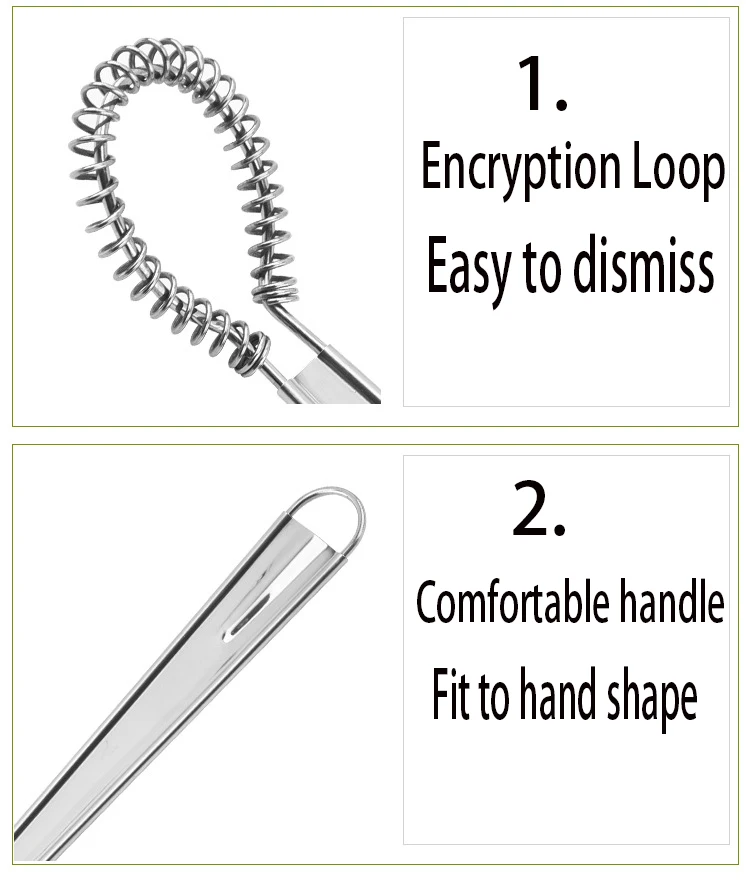1pc Stainless Steel Manual Egg Beater Spring Coil Coffee Milk Hand Whisk Mixer Egg Foamer Egg Cream Stirring Kitchen Baking Tool view 4