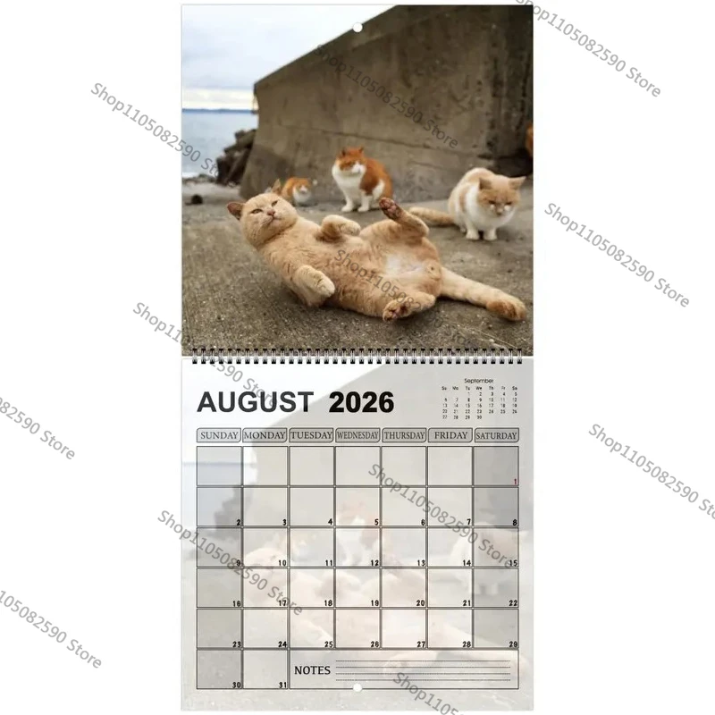 القط بعقب التقويم 2026 12 الشهرية مضحك القط الذيل جدار التقويم الأسرة مخطط جدولة أداة لغرفة المعيشة غرفة نوم #6