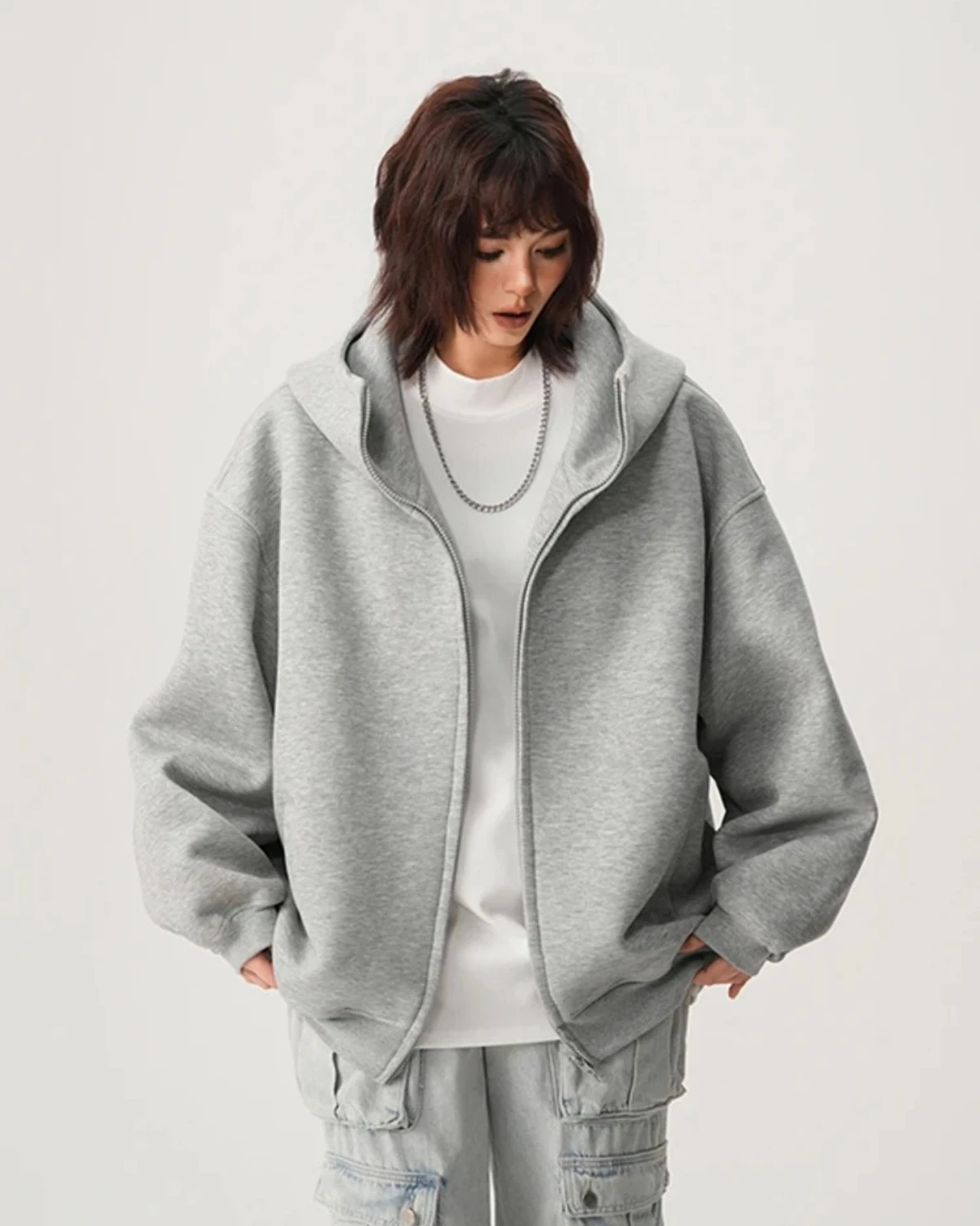 سترة بقلنسوة ثقيلة الوزن من American High Street تناسب الخريف بتصميم العلامة التجارية العصرية للزوجين سترة مفتوحة #5