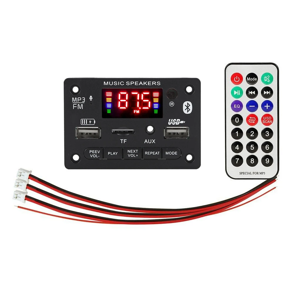 2*3 Вт 6 Вт усилитель, mp3-декодер, плата Bluetooth 5,0, беспроводной MP3-плеер, автомобильный модуль FM-радио, запись вызовов, поддержка USB зарядки