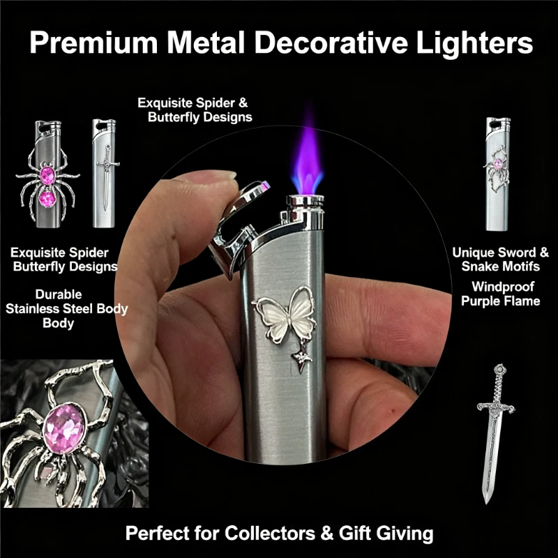 Metal Butterfly Lighter - Windproof Jet Powder Flame, Mini Portable Inflatable Tool, Fashion Cigarette Accessory & Trendy Gift