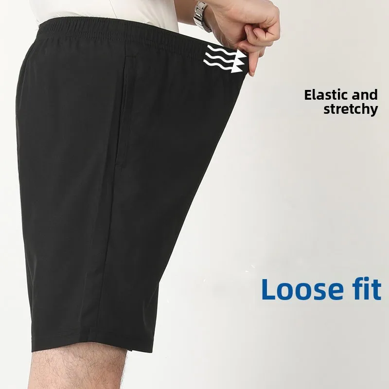아이스 실크 캐주얼 반바지 남성용 루즈핏 5인치 로우 웨이스트 스트레이트 레그 여름 패션 어반 스타일 코튼 레저 팬츠