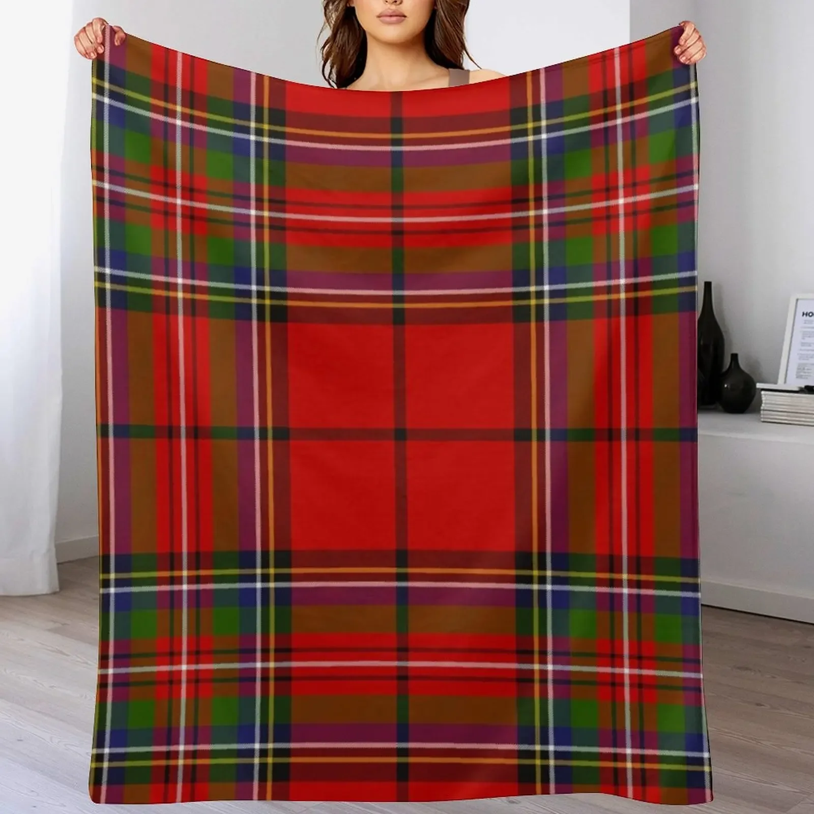 Red Plaid Royal Stewart of Galloway Tartan High Resolution 300 DPI Throw Blanket Decorative Sofa Soft Sofa Throw Blankets